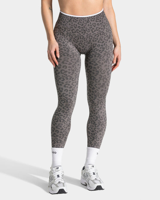 Contrastline Sculpt Scrunch Leggings ‘Graphite Leopard Print’