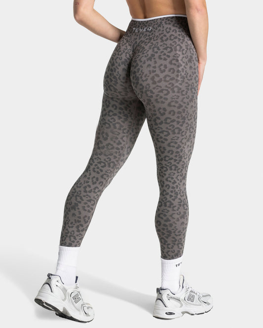 Contrastline Sculpt Scrunch Leggings ‘Graphite Leopard Print’