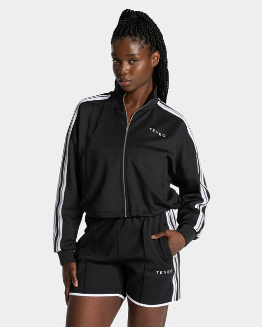 Club Cropped Zip Jacke "Schwarz"