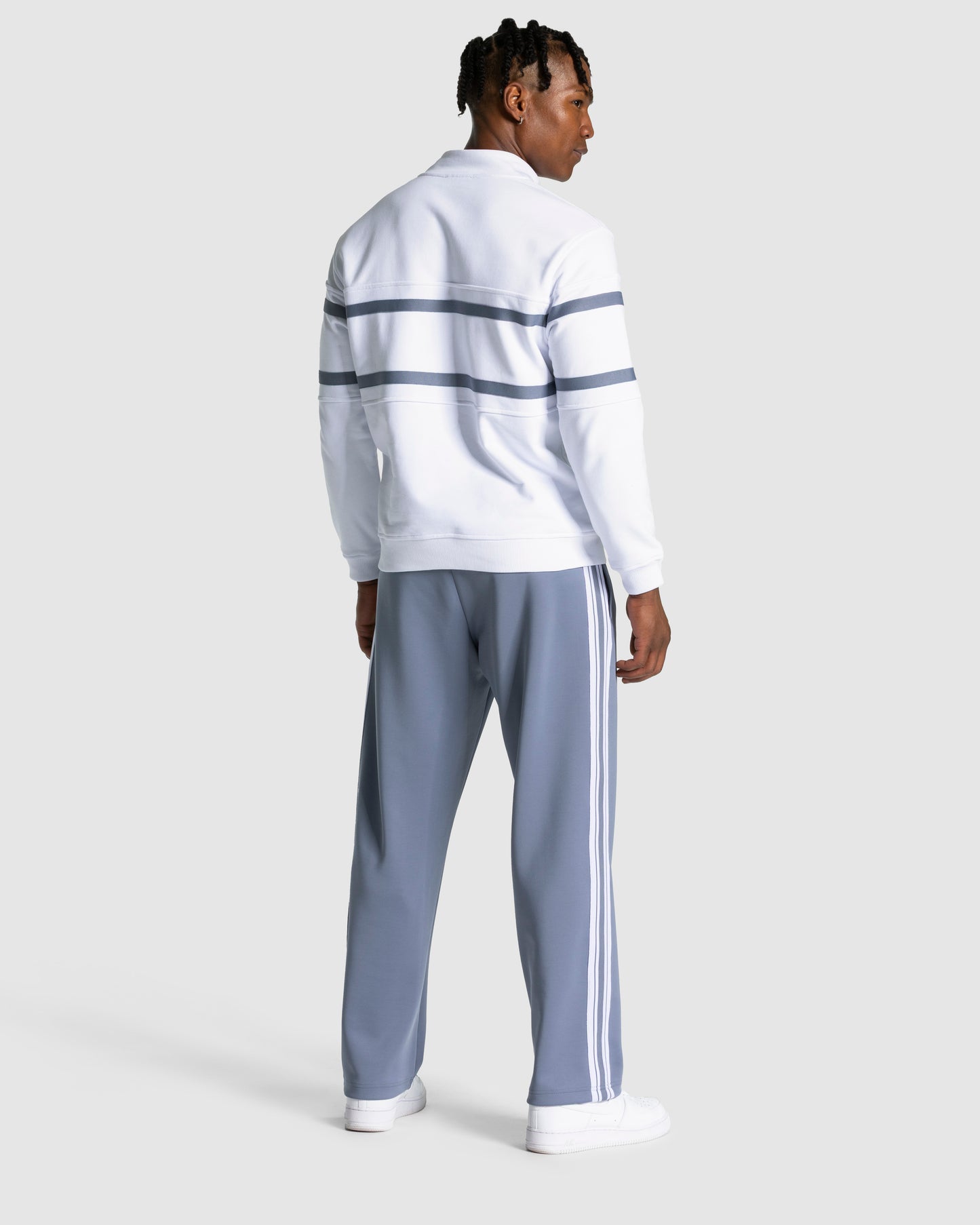Club Half Zip Sweater ‘White – Steel Blue’