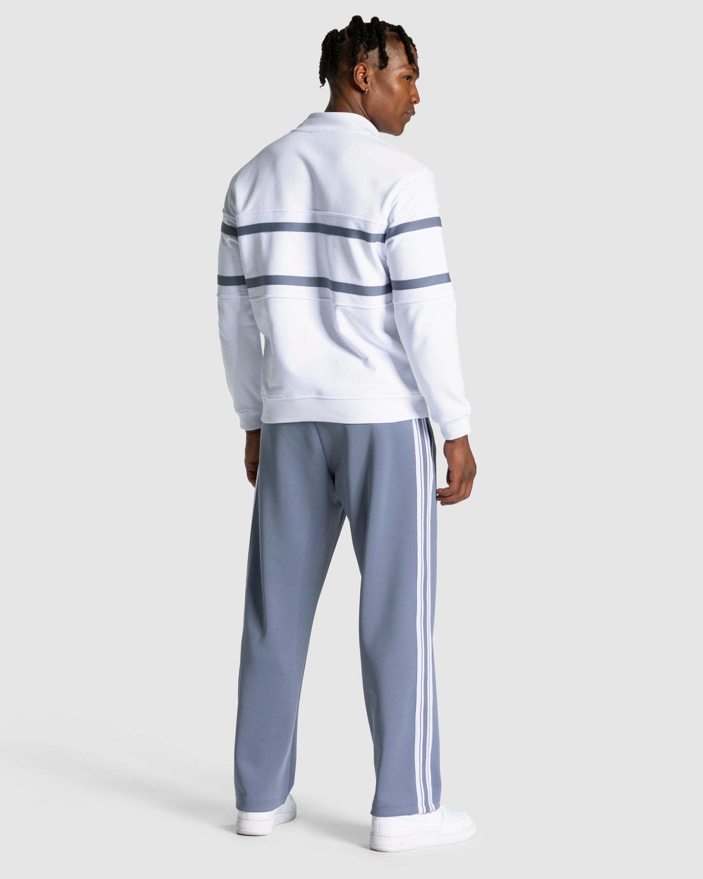 Club Half Zip Sweater ‘White – Steel Blue’