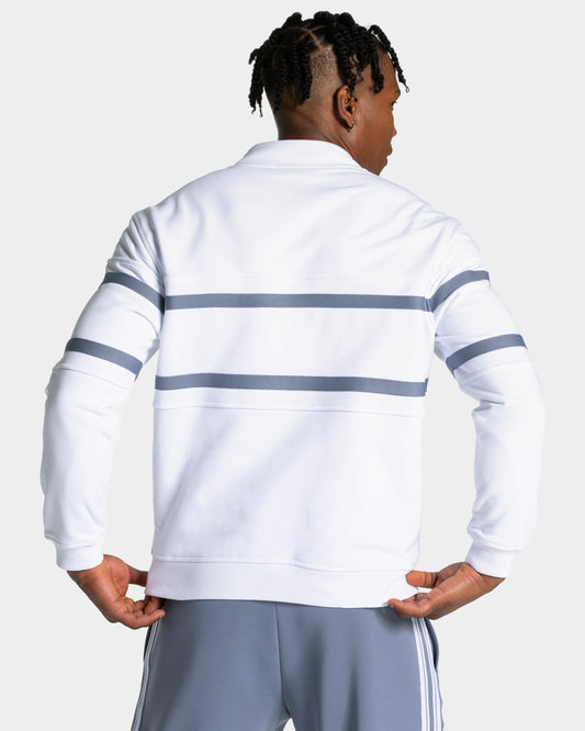 Club Half Zip Sweater ‘White – Steel Blue’