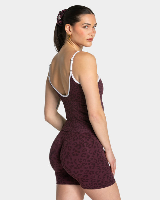 Contrastline Cami Top ‘Merlot Leopard Print’