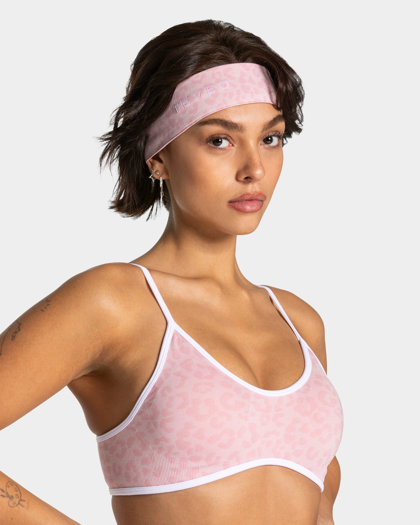 Contrastline Headband ‘Light Pink Leopard Print’