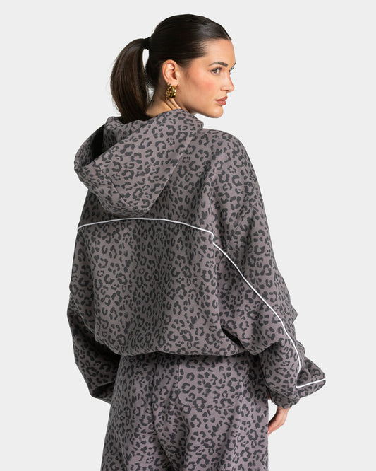 Contrastline Hooded Sweater ‘Graphite Leopard Print’