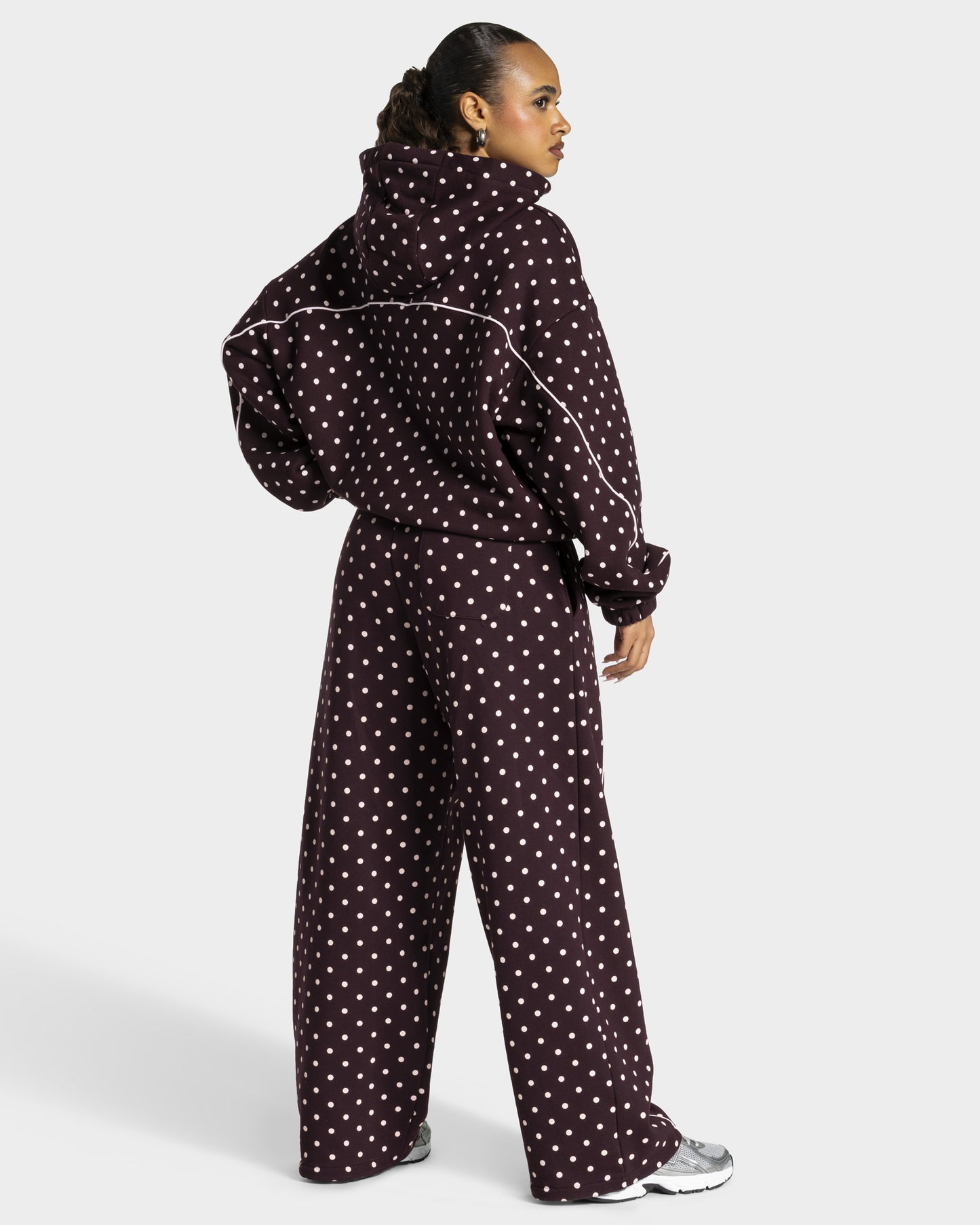 Contrastline Hooded Sweater ‘Merlot Polka Dot’
