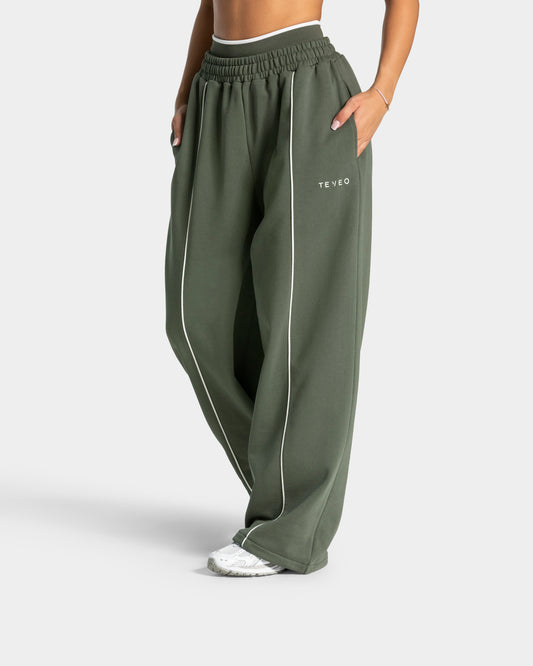 Contrastline Wide Leg Joggers ‘Khaki’
