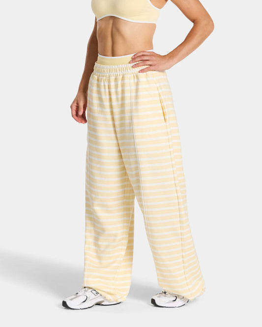Joggery Contrastline Wide Leg „Stripe – butter yellow”