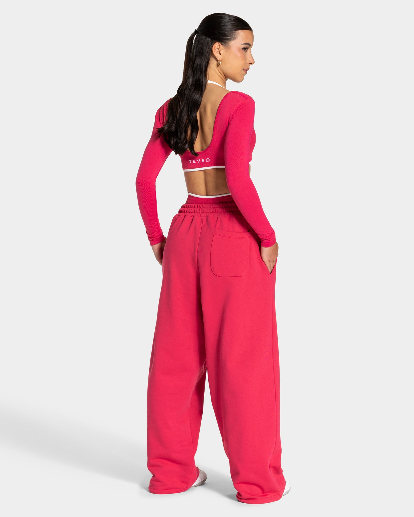 Joggers Wide Leg Contrastline “Berry"