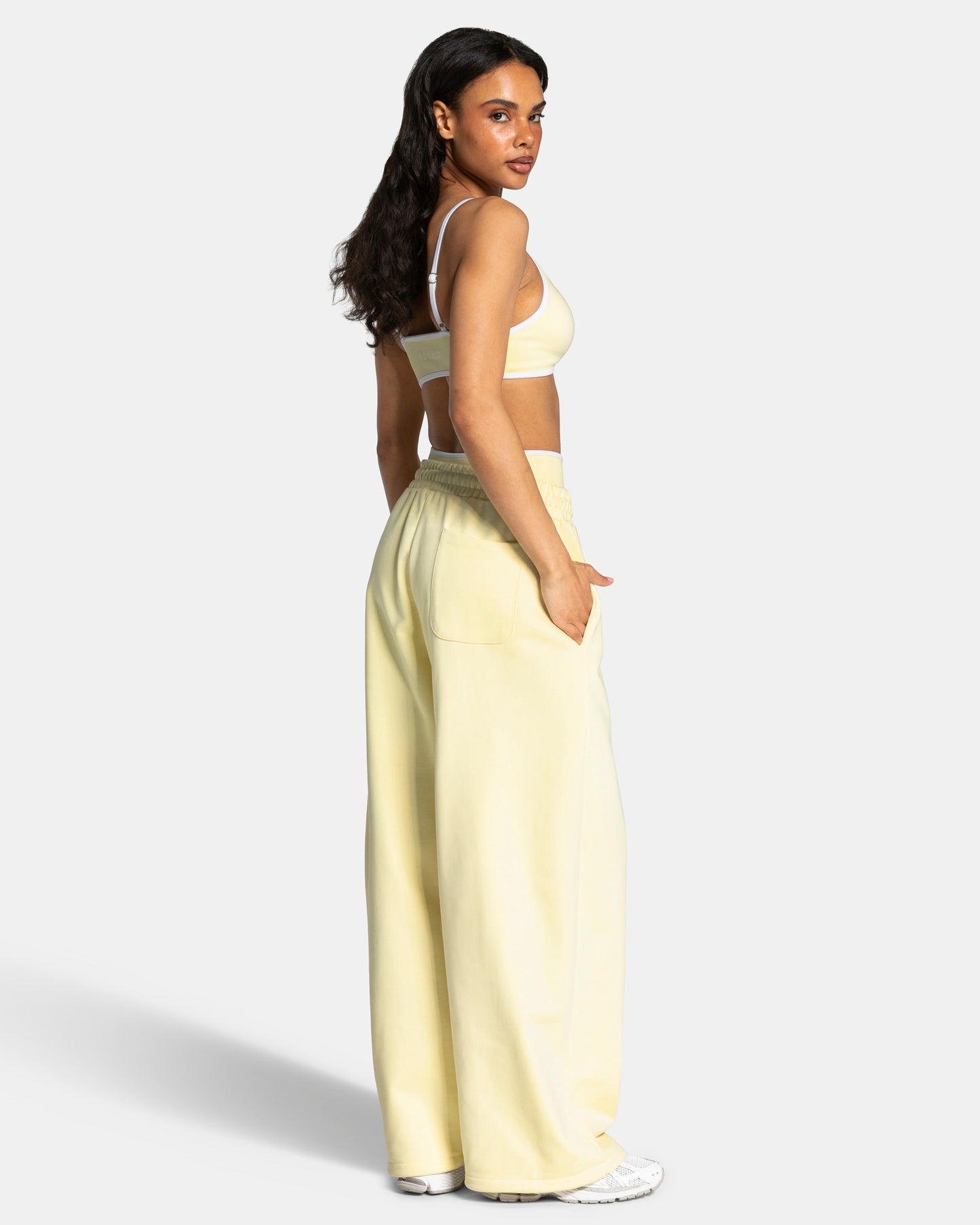 Contrastline Wide Leg Joggers ‘Butter Yellow’
