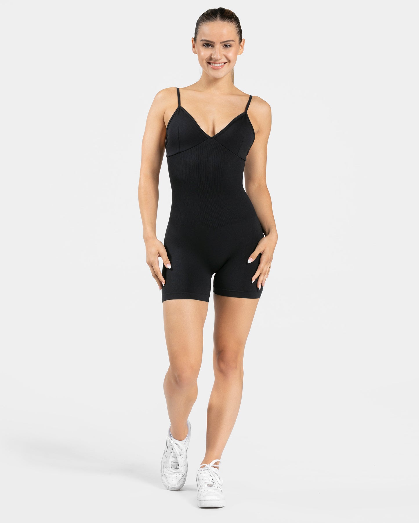 Essence V-Back Covert Scrunch Shorts Jumpsuit ‘Black’