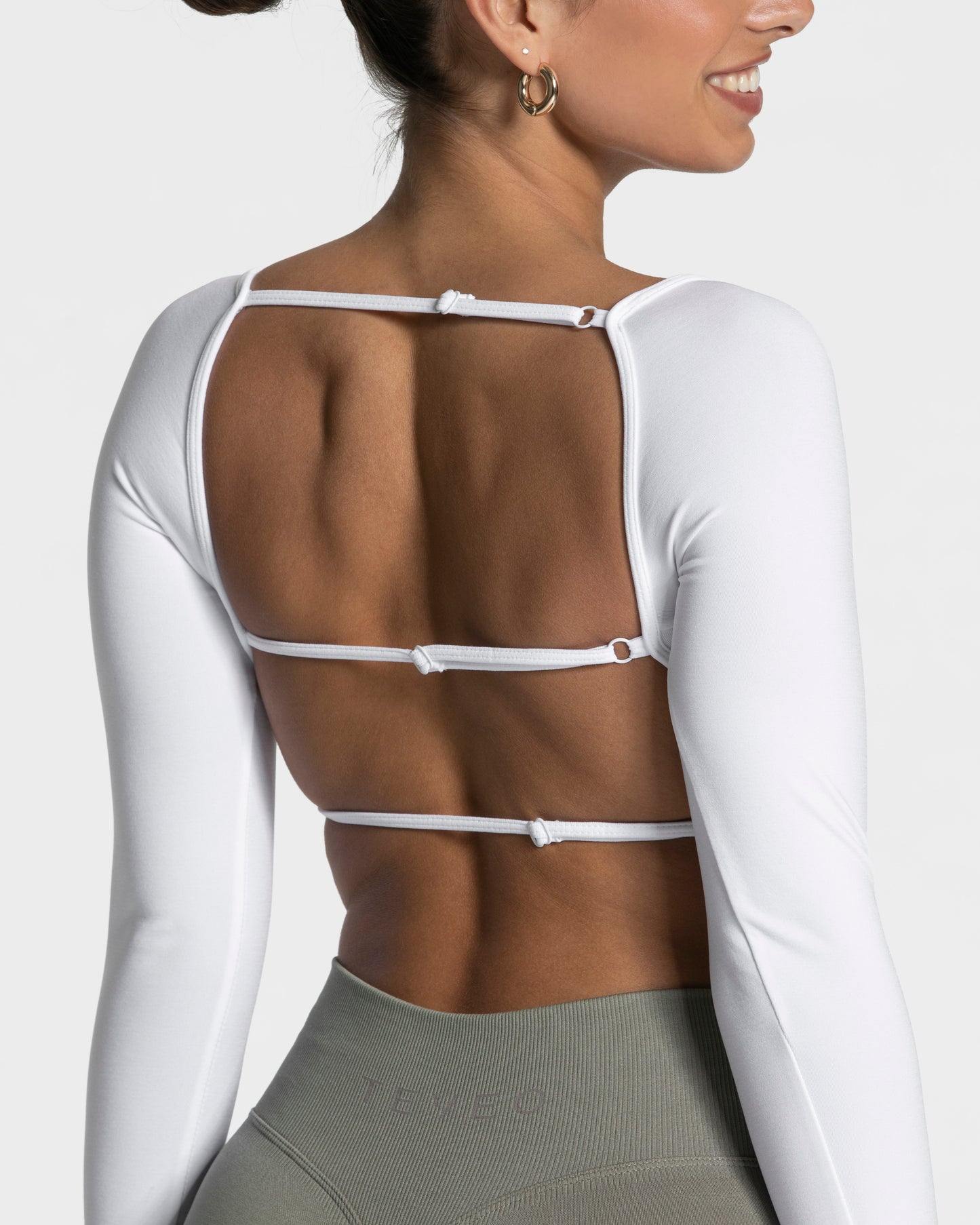 Koszulka z długim rękawem Femme Backless „Biały”