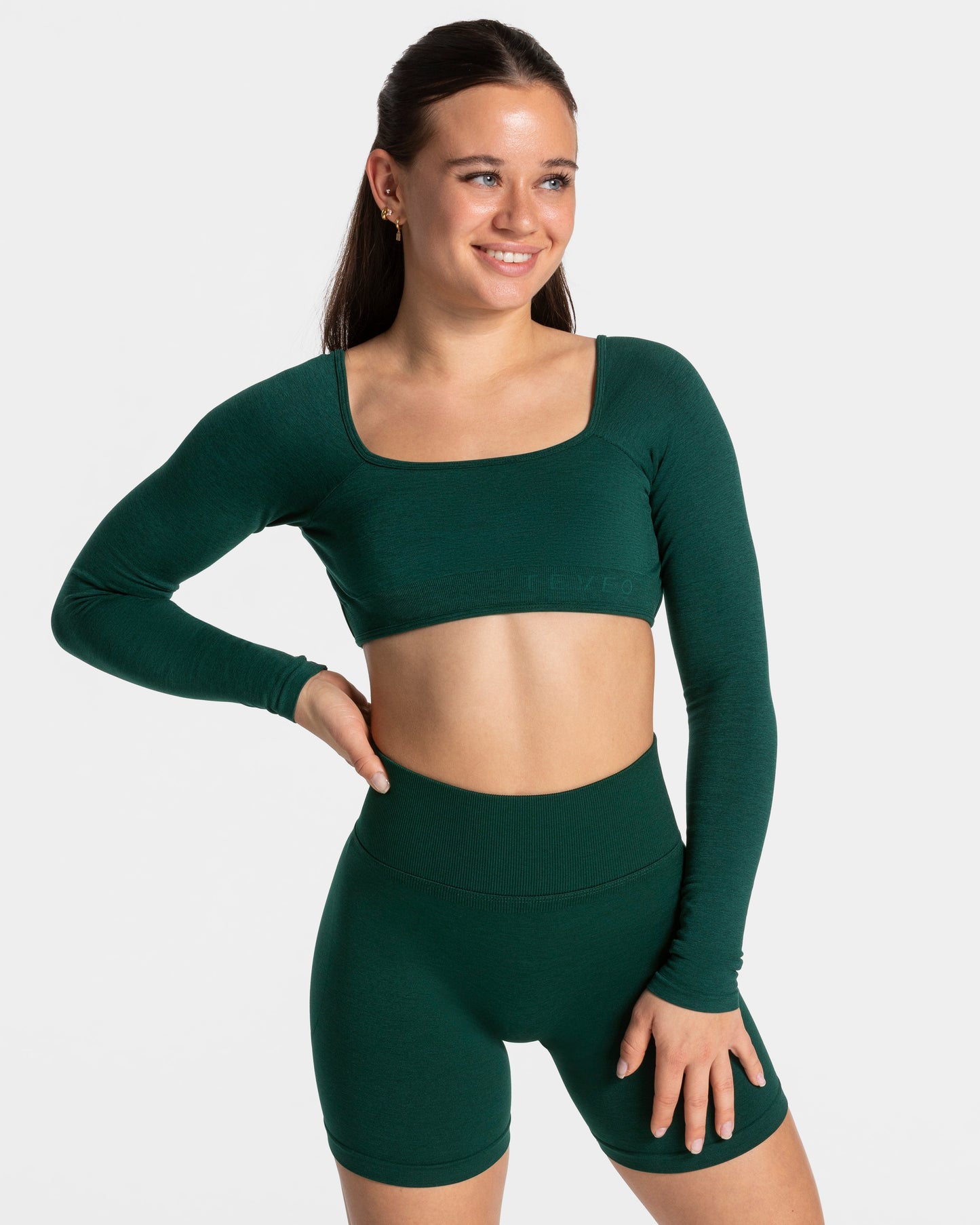 Koszulka z długim rękawem Femme Backless „Ciemnozielony”