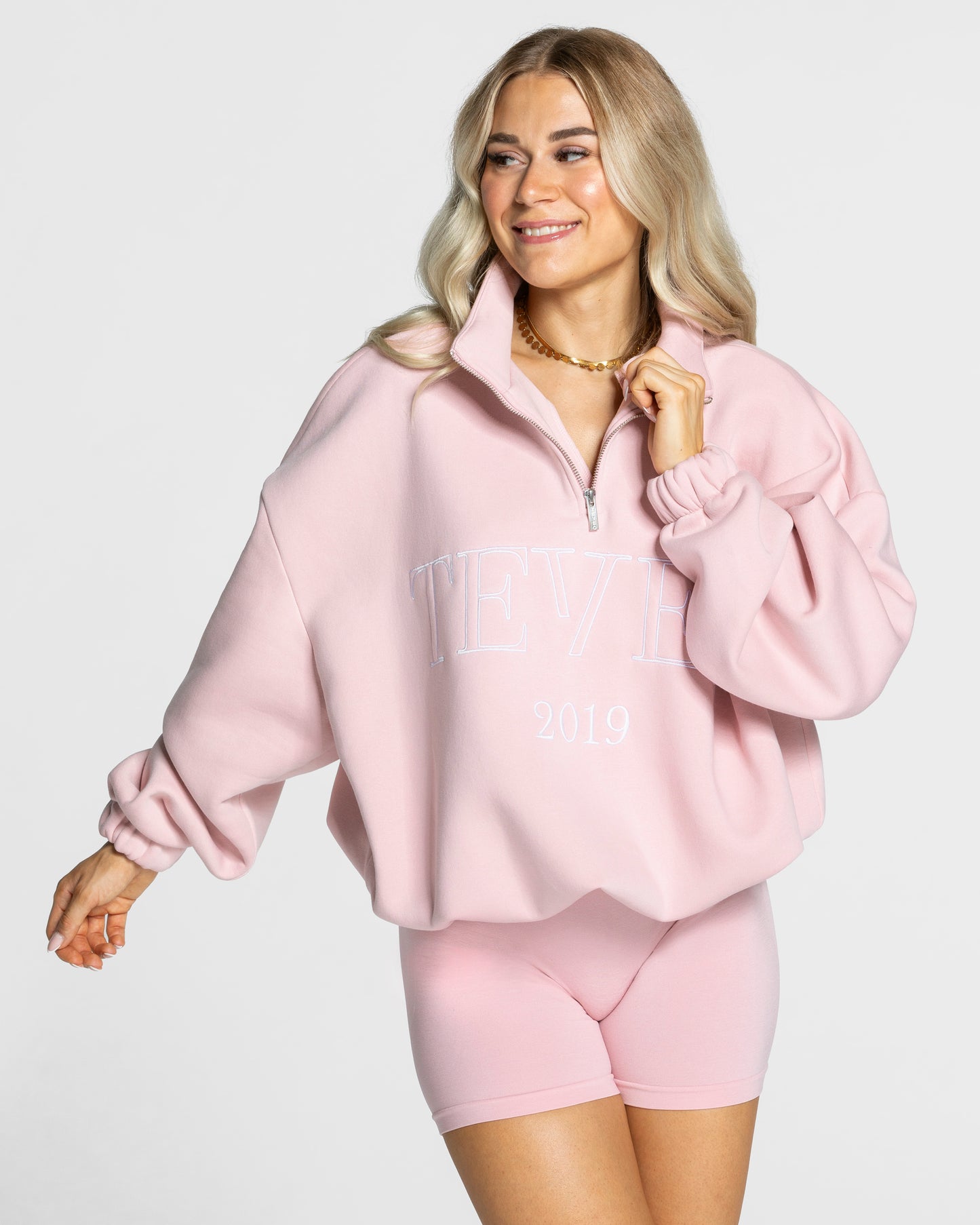 Femme Half Zip Sweater ‘Light Pink’