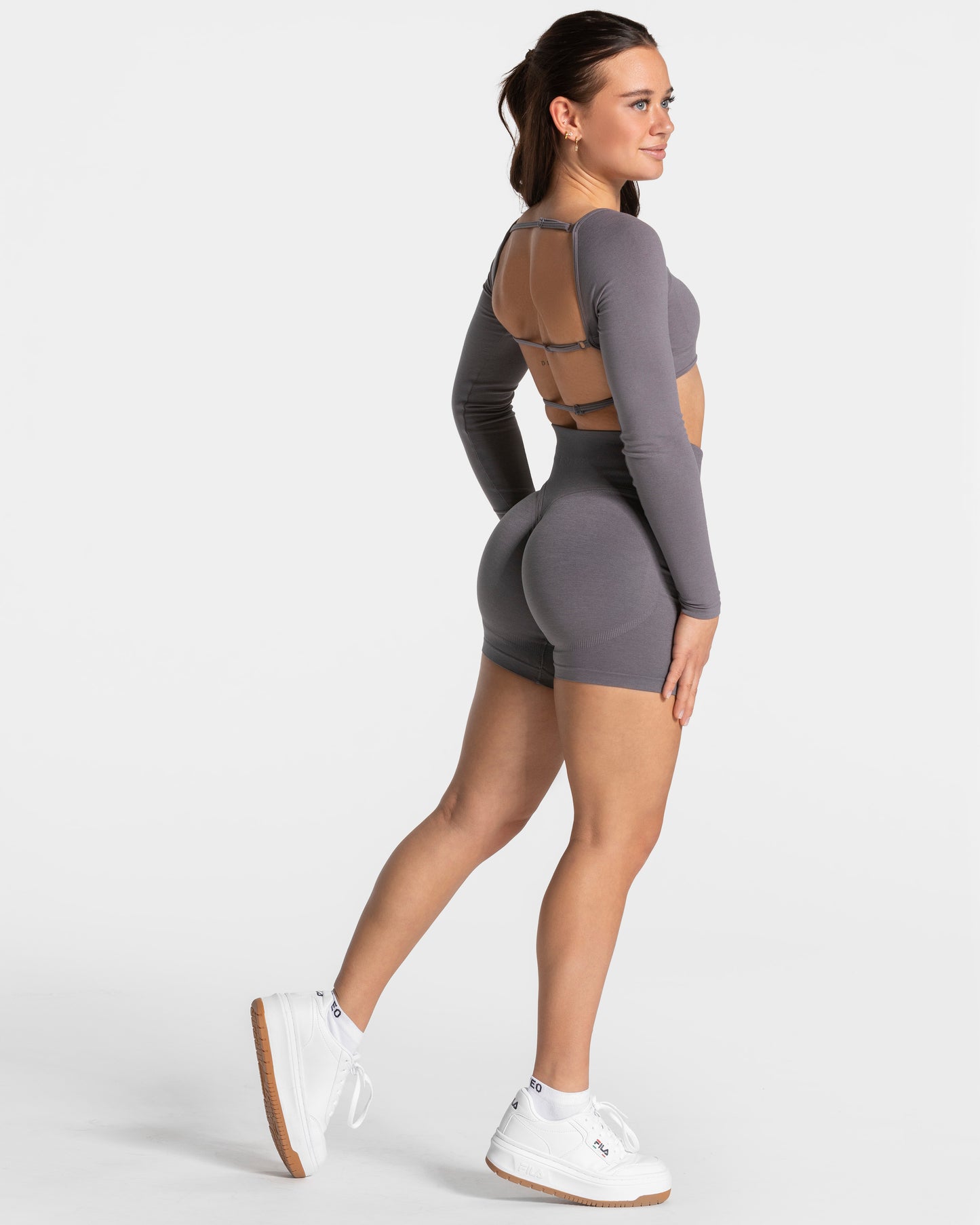 Haut à manches longues Femme Backless « graphite »
