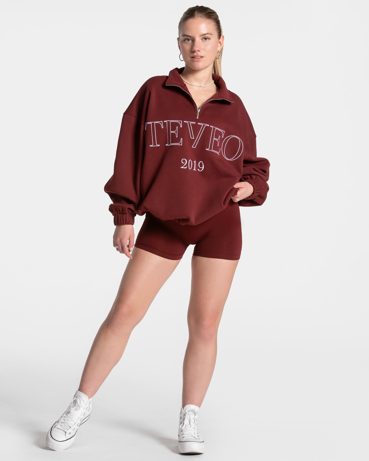 Bluza Femme z krótkim zamkiem „Bordowy”