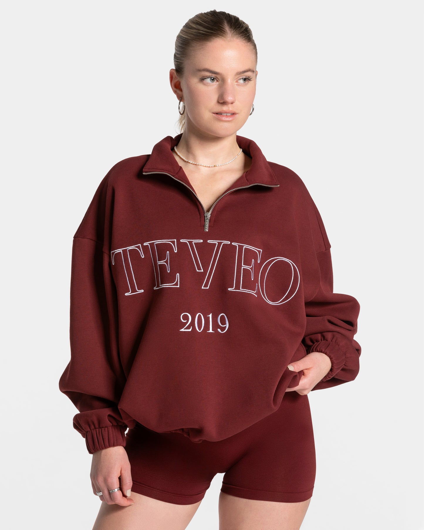 Bluza Femme z krótkim zamkiem „Bordowy”