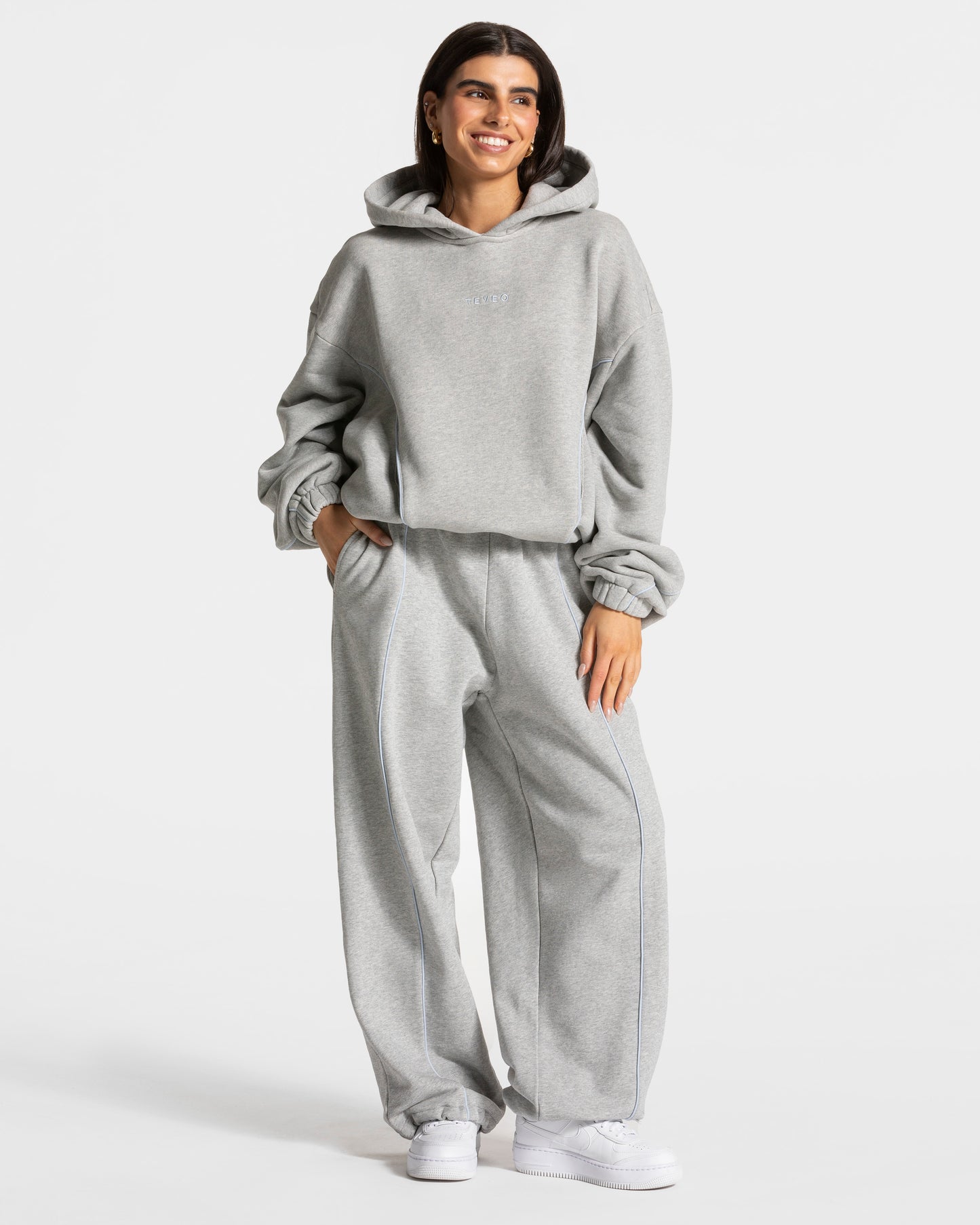 Felpa Contrastline Hooded "Grigio chiaro"