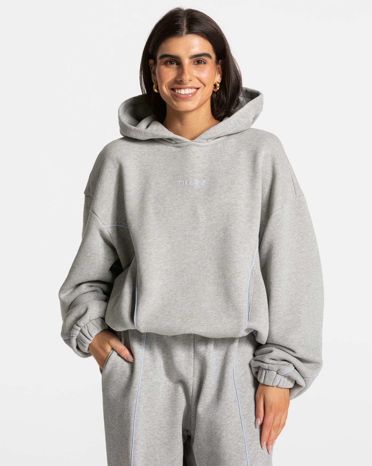 Felpa Contrastline Hooded "Grigio chiaro"