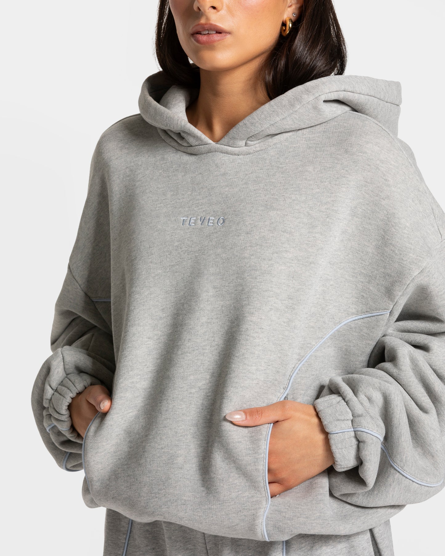 Felpa Contrastline Hooded "Grigio chiaro"