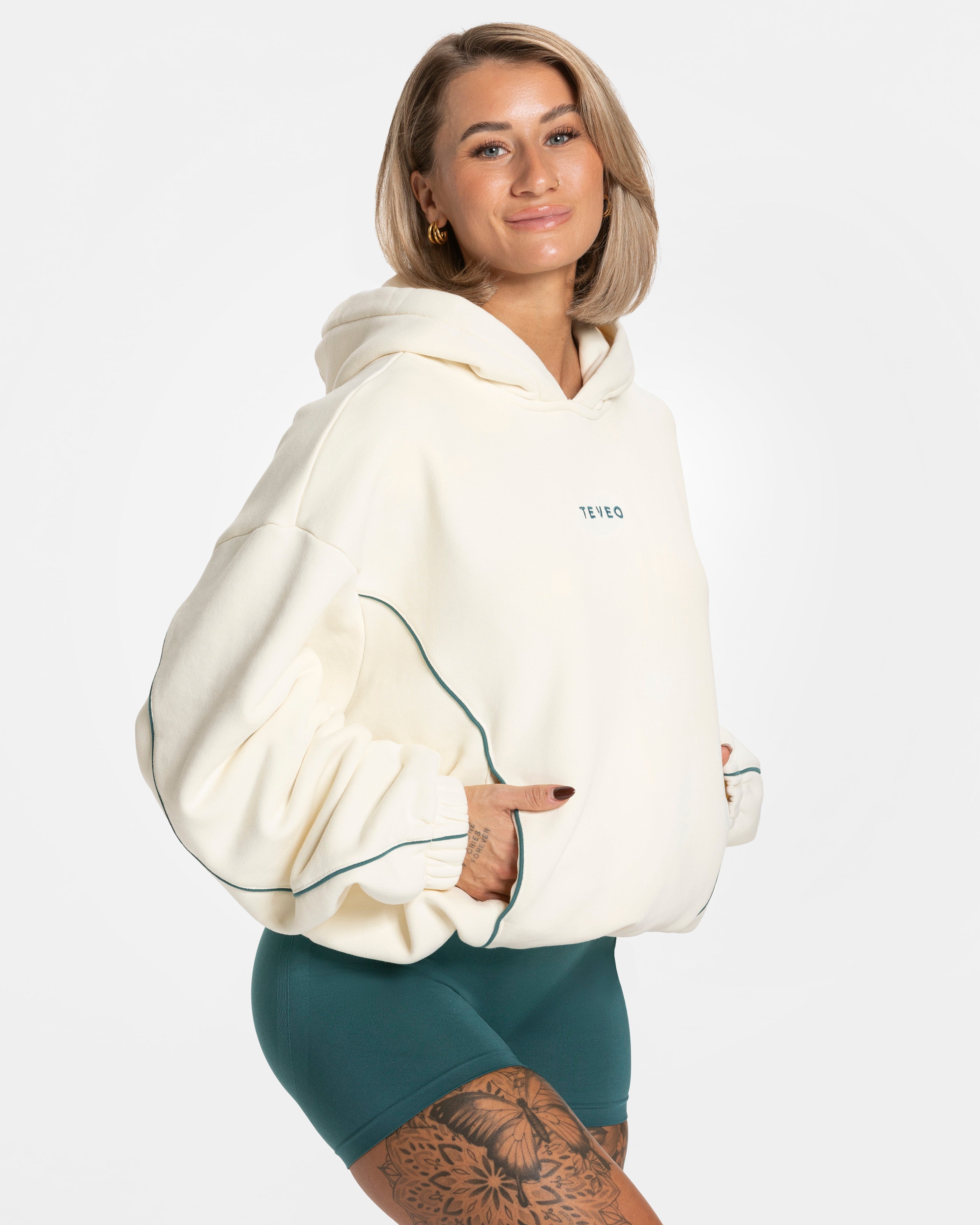 Sweat-shirt Contrastline Hooded « Off White »