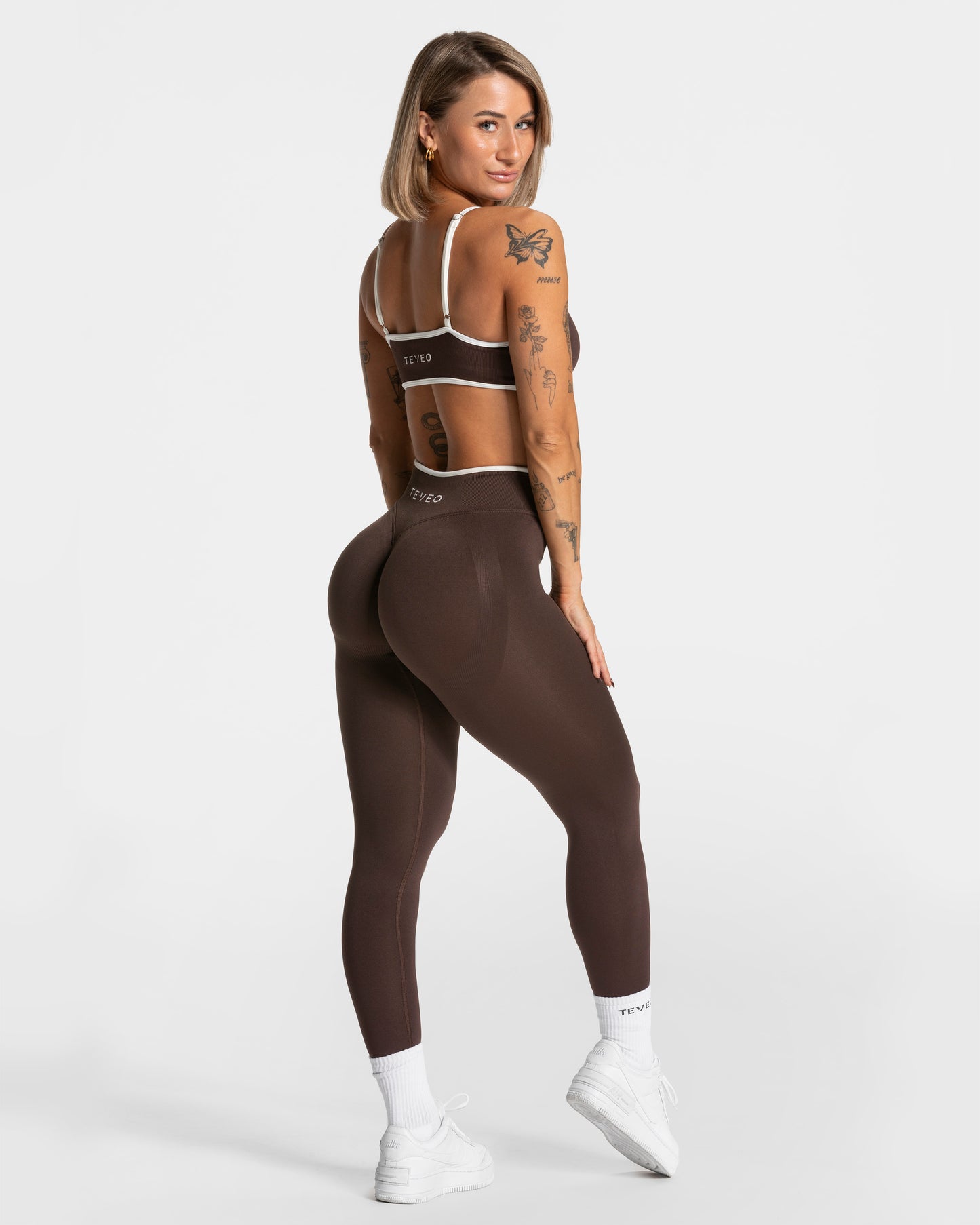 Contrastline Sculpt Scrunch Leggings "Espresso"