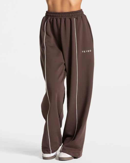 Contrastline Wide Leg Joggers ‘Espresso’