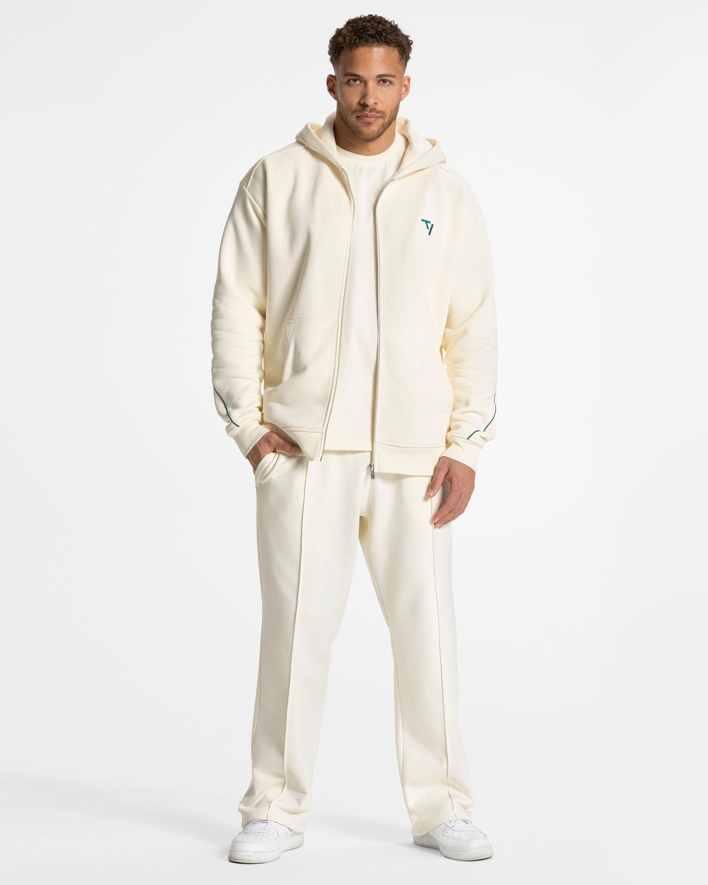 Joggers Contrastline Straight Leg "Off White" (bianco panna)