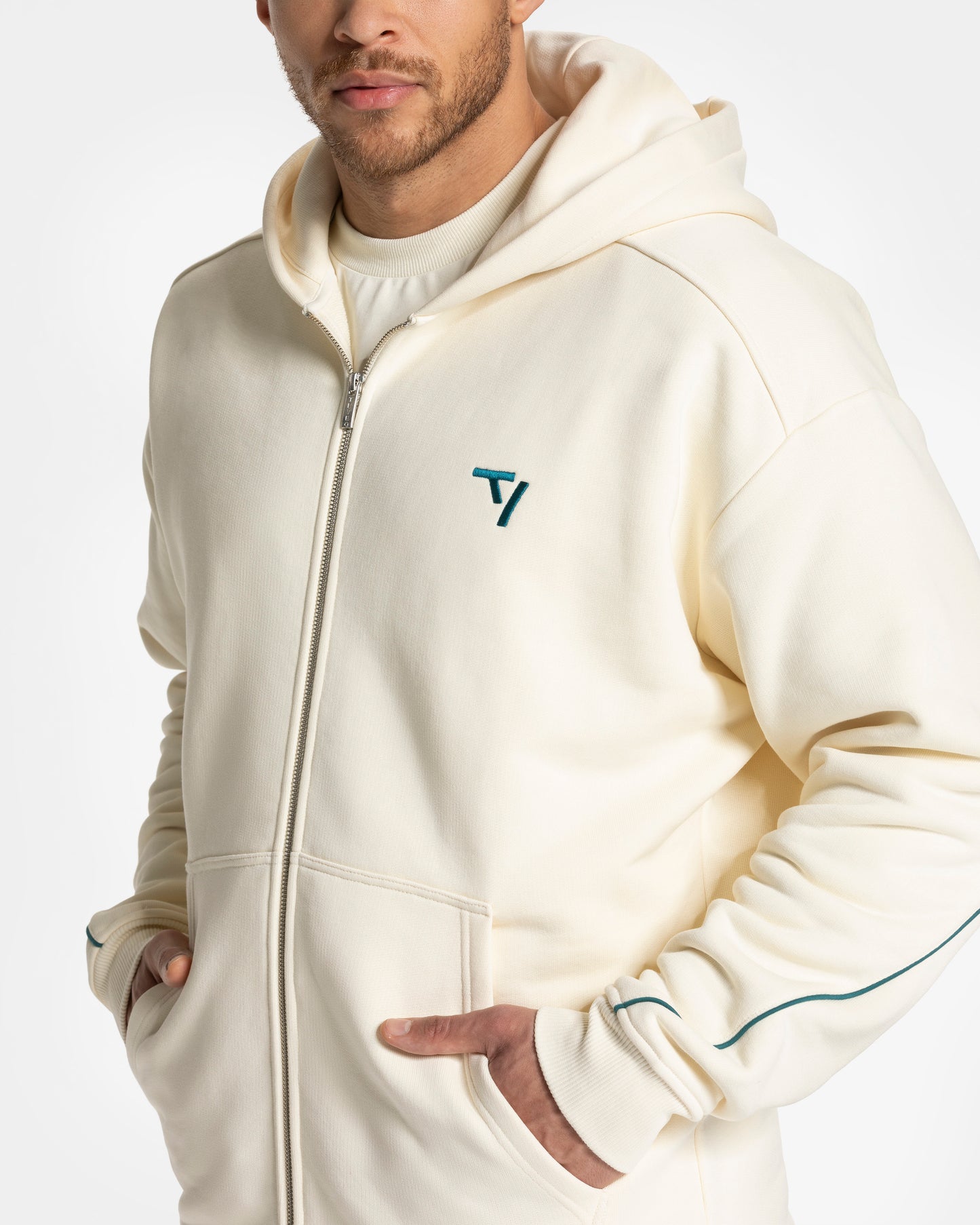 Contrastline Zip Jacke "Off White"