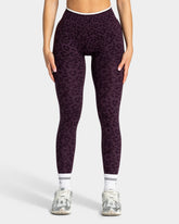 Contrastline Sculpt Scrunch Leggings ‘Blackberry Leopard Print’