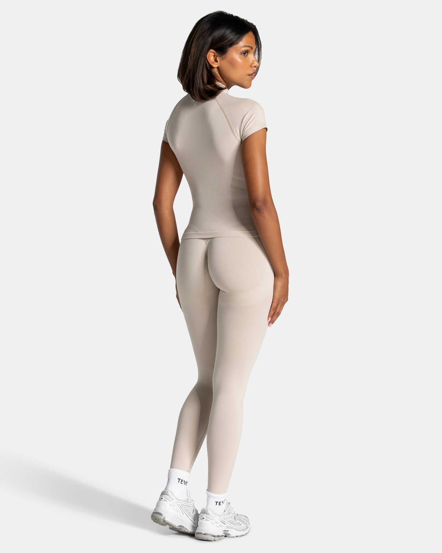 Haut zippé à manches courtes Lift « Cream »