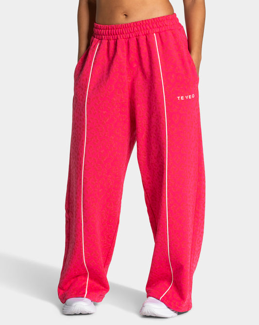 Pantalon de jogging Wide Leg Contrastline « Léopard Berry »