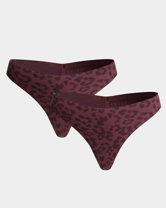 Tanga Seamless Padded (lot de 2) « Léopard Merlot »