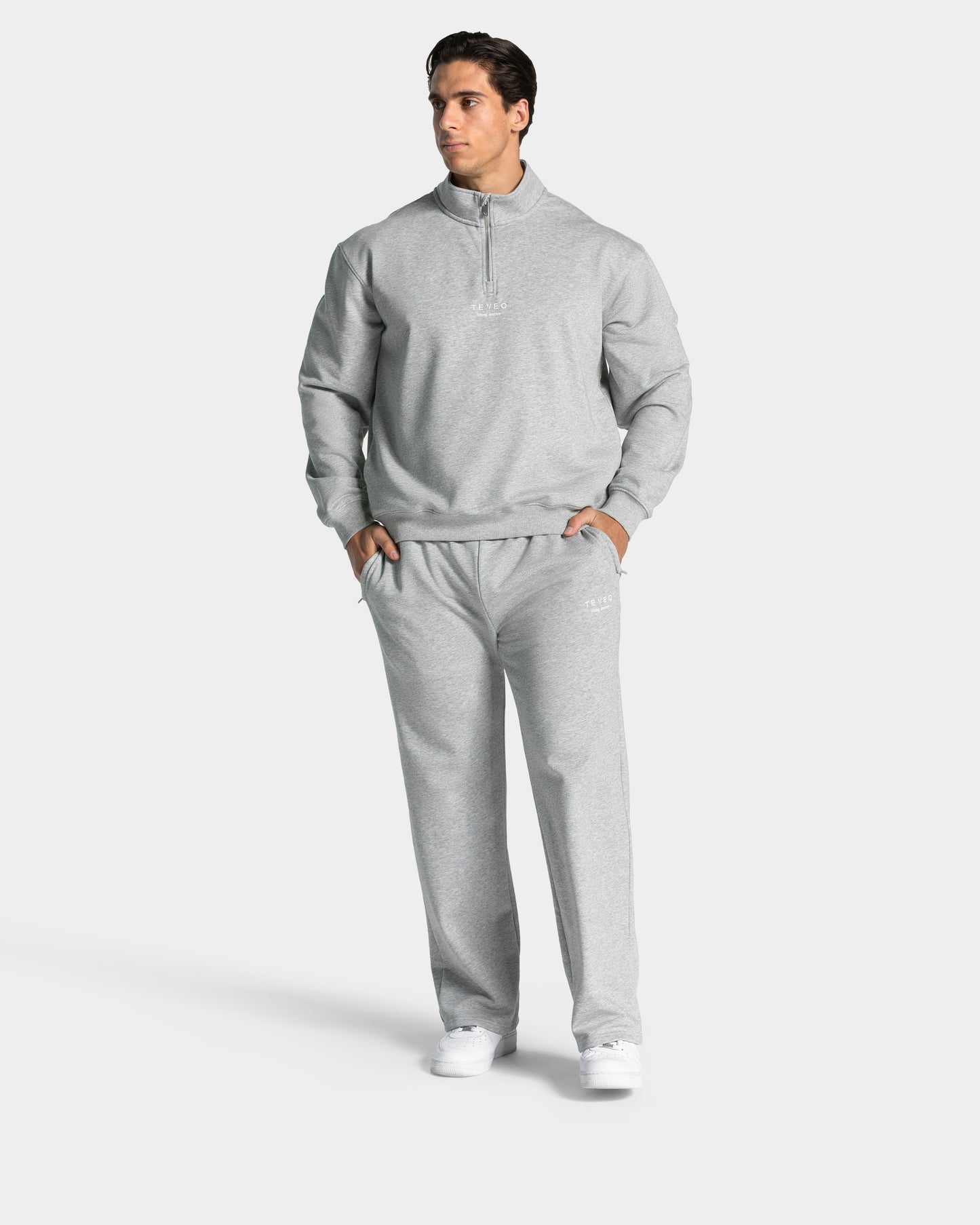 Lifting Club Half Zip Sweater ‘Light Grey Marl’