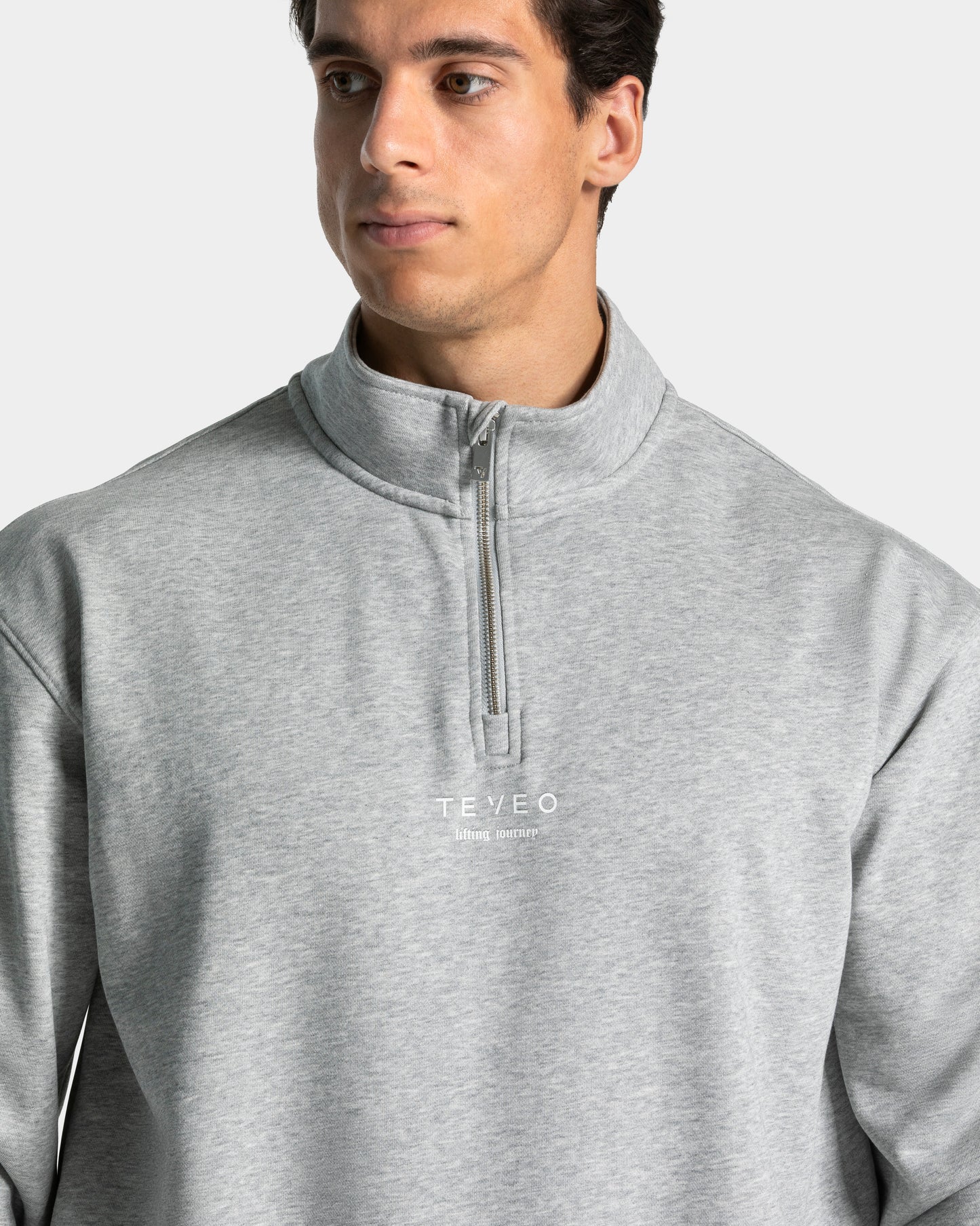 Lifting Club Half Zip Sweater ‘Light Grey Marl’