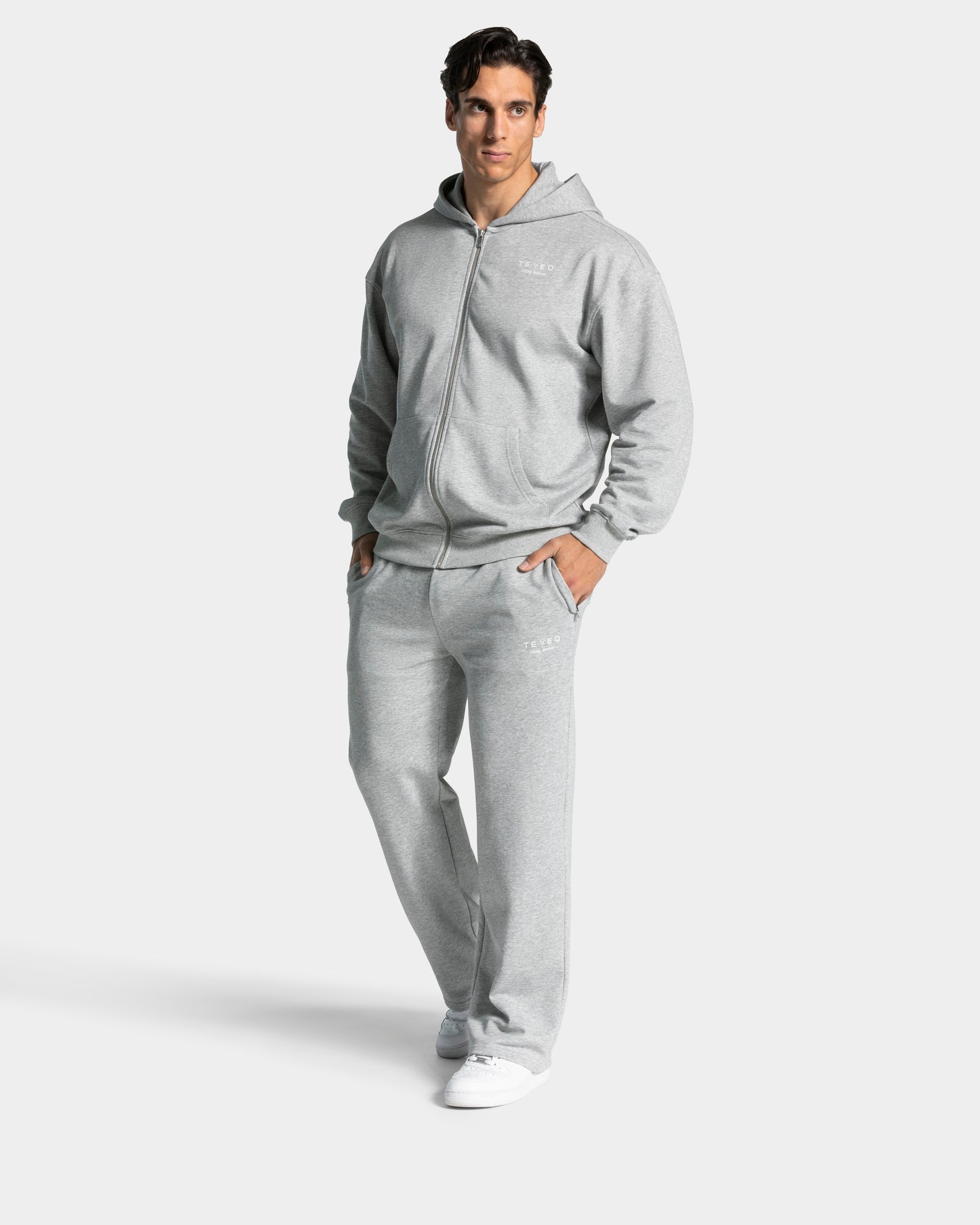 Sudadera con capucha y cremallera Lifting Club «gris claro jaspeado»