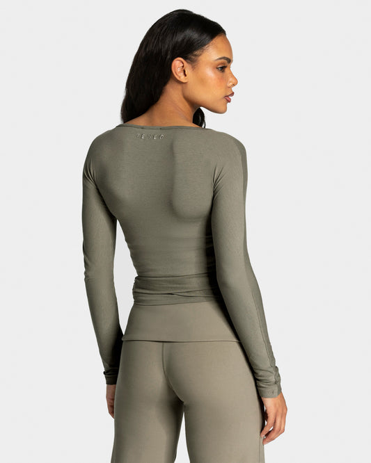 Maglia a manica lunga Mellow Wrapped nel colore “Cachi"