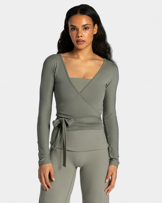 Maglia a manica lunga Mellow Wrapped nel colore “Cachi"