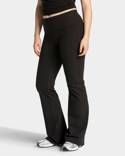 Mellow Fold Over Flared Leggings Regular "Schwarz"