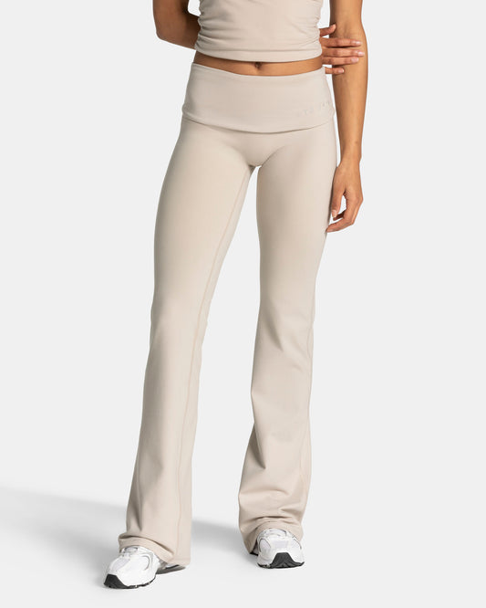 Mellow Fold Over Flared Leggings Tall "Cream"