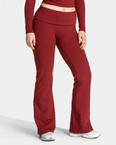 Mellow Fold Over Flared Leggings (Tall) ‘Burgundy’