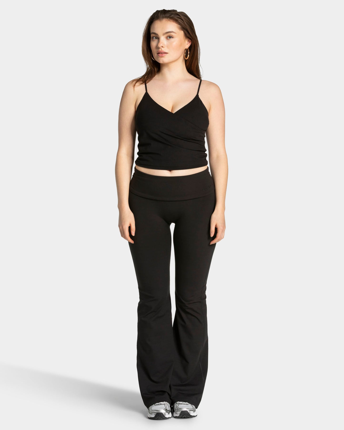 Mellow Fold Over Flared Leggings Regular "Schwarz"