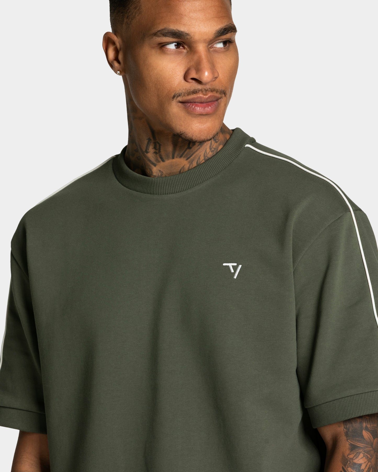 T-shirt Contrastline Oversized „Khaki”