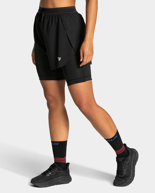 RUN 2in1 Shorts 8 Inch "Schwarz"