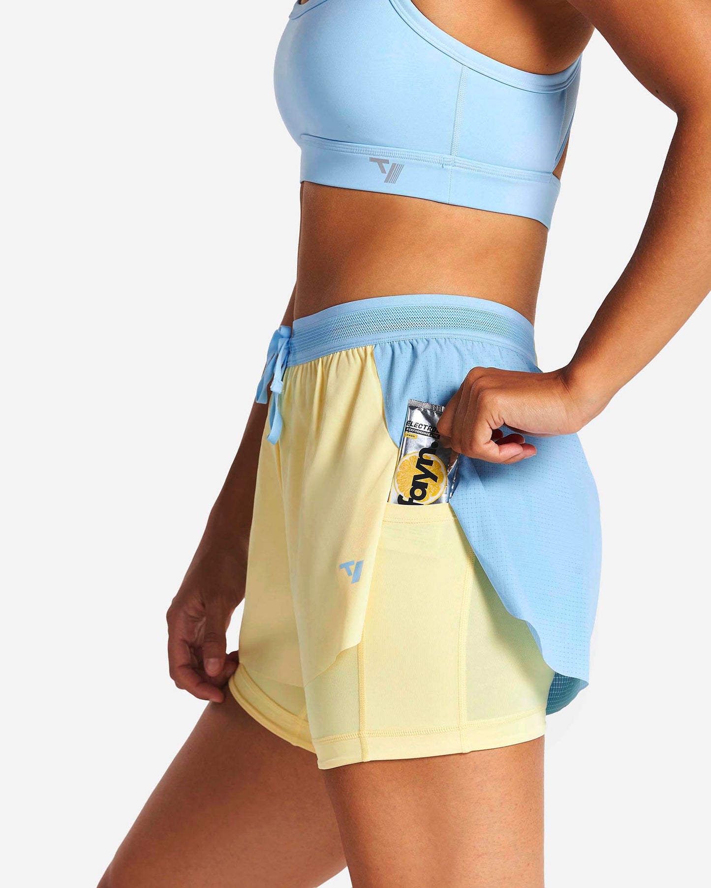 RUN 2in1 Shorts 5 Inch ‘Ice Blue / Butter Yellow’