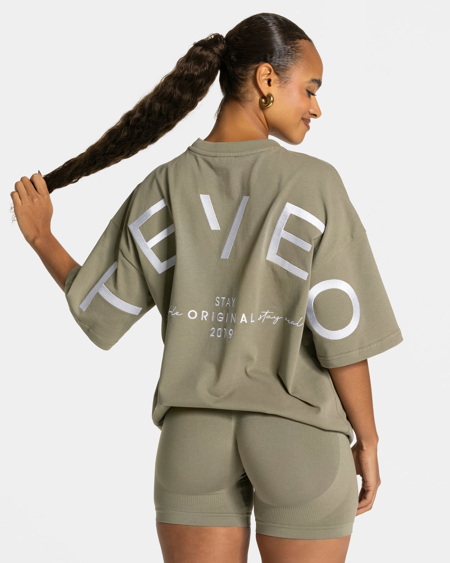 T-shirt Signature oversize „Khaki”