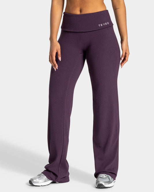 Soft Ribbed Fold-Over Straight Leg Pants – Regular ‘Blackberry’