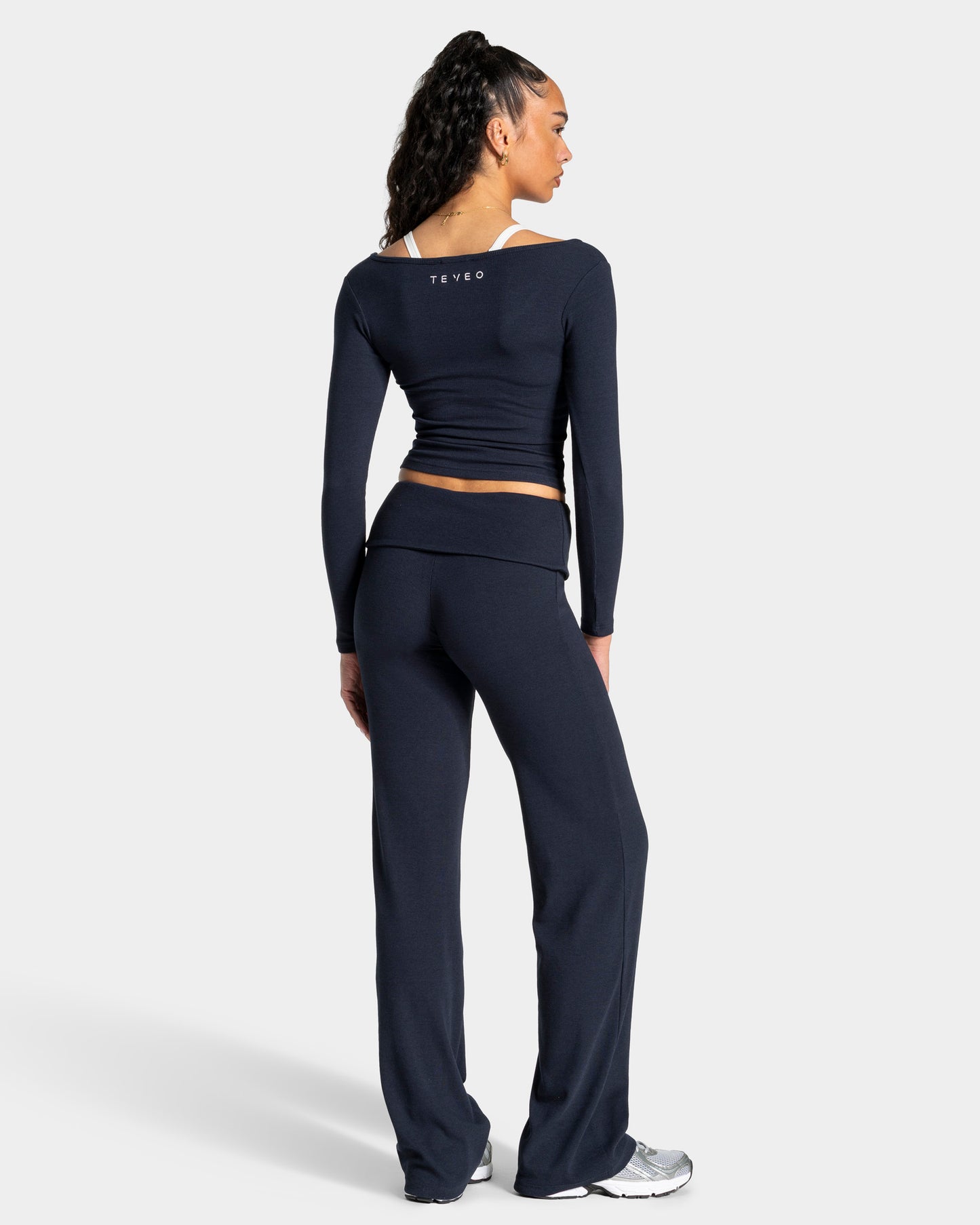 Pantalones Soft Ribbed Foldover Straight Leg Regular «Midnight»