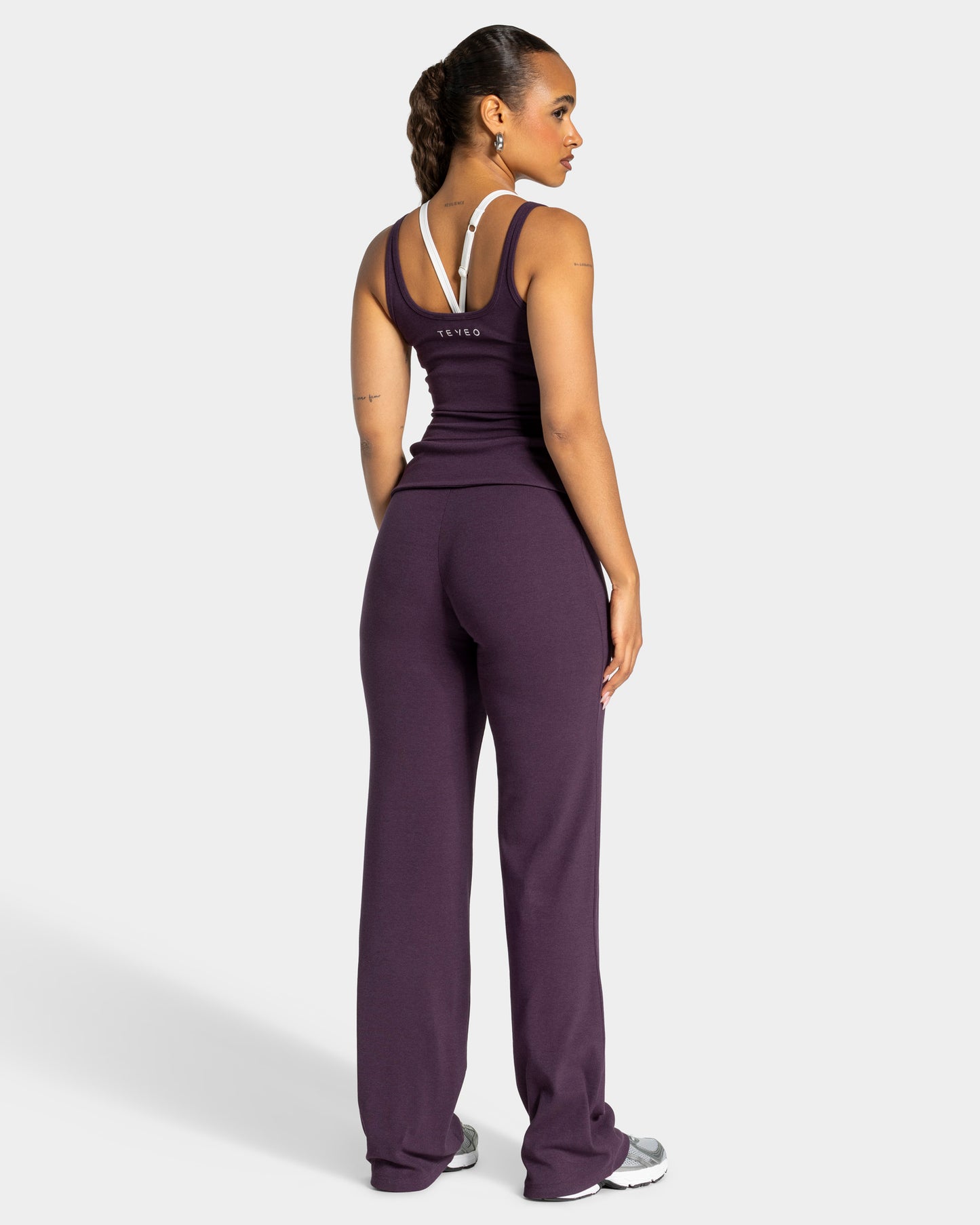 Soft Ribbed Fold-Over Straight Leg Pants – Tall ‘Blackberry’