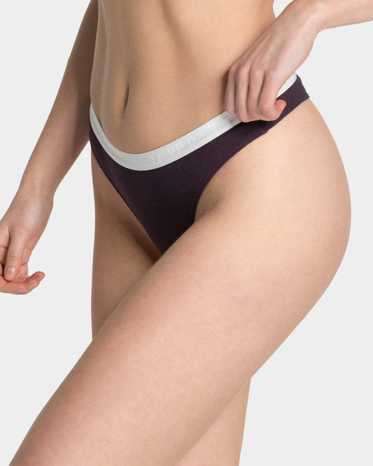 Soft Ribbed Thong ‘Blackberry’